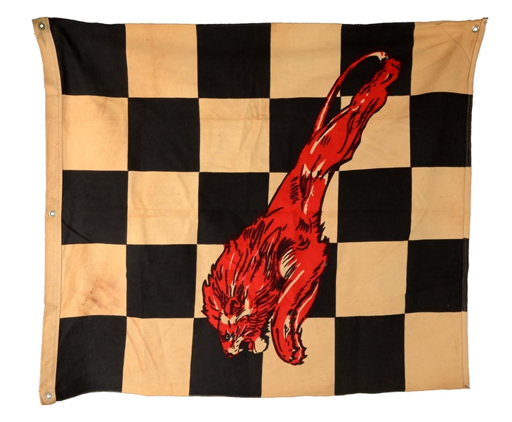 GILMORE LEAPING LION CLOTH VERICAL RACING FLAG.