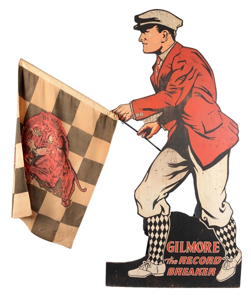 VERY RARE GILMORE DIE-CUT FLAG MAN COMPLETE WITH FLAG.
