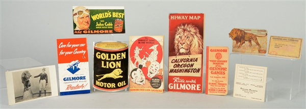 LOT OF 10: VARIOUS GILMORE GASOLINE PAPER ADVERTISEMENTS & GIVEAWAYS.