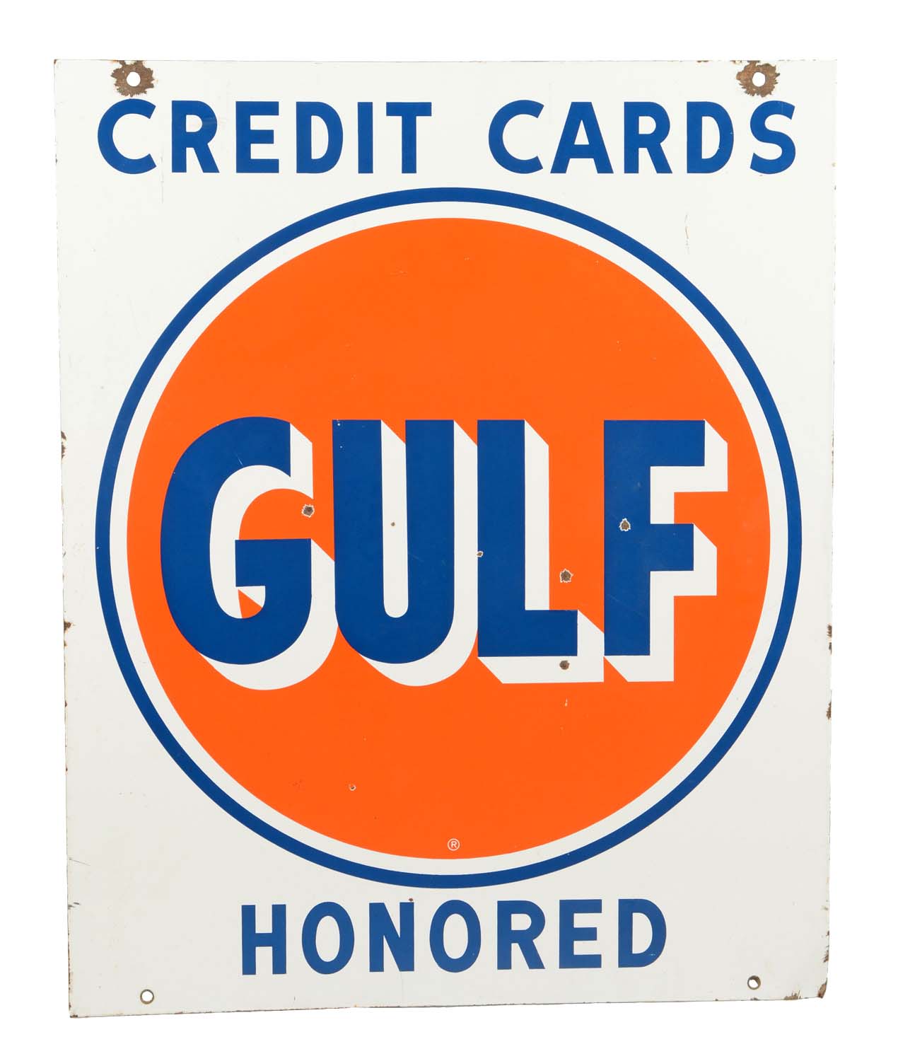 Gulf Credit Cards Honored Porcelain Sign