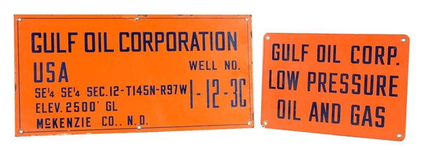 LOT OF 2: GULF OIL CORP. PORCELAIN SIGNS.