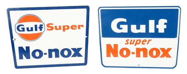LOT OF 2: DIFFERENT GULF SUPER NO-NOX PORCELAIN SIGNS.