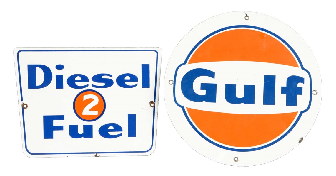 LOT OF 2: GULF PORCELAIN SIGNS. 