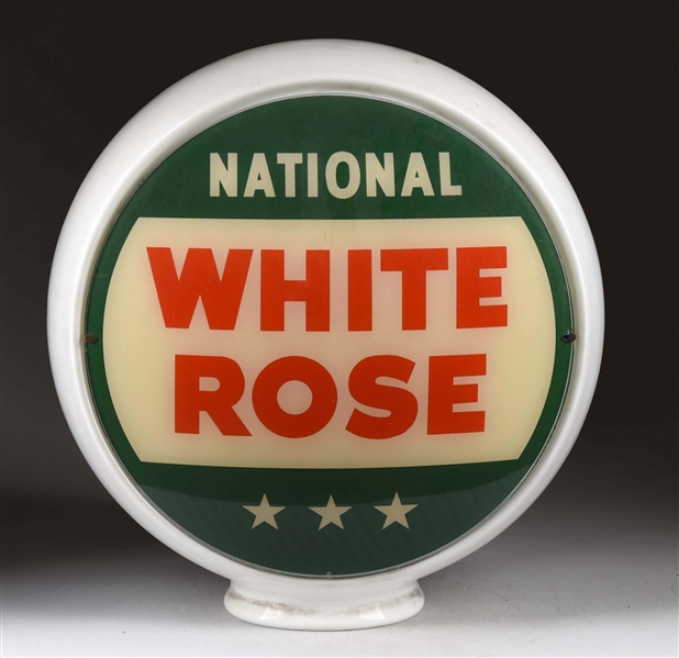 NATIONAL WHITE ROSE 13-1/2" GLOBE LENSES. 