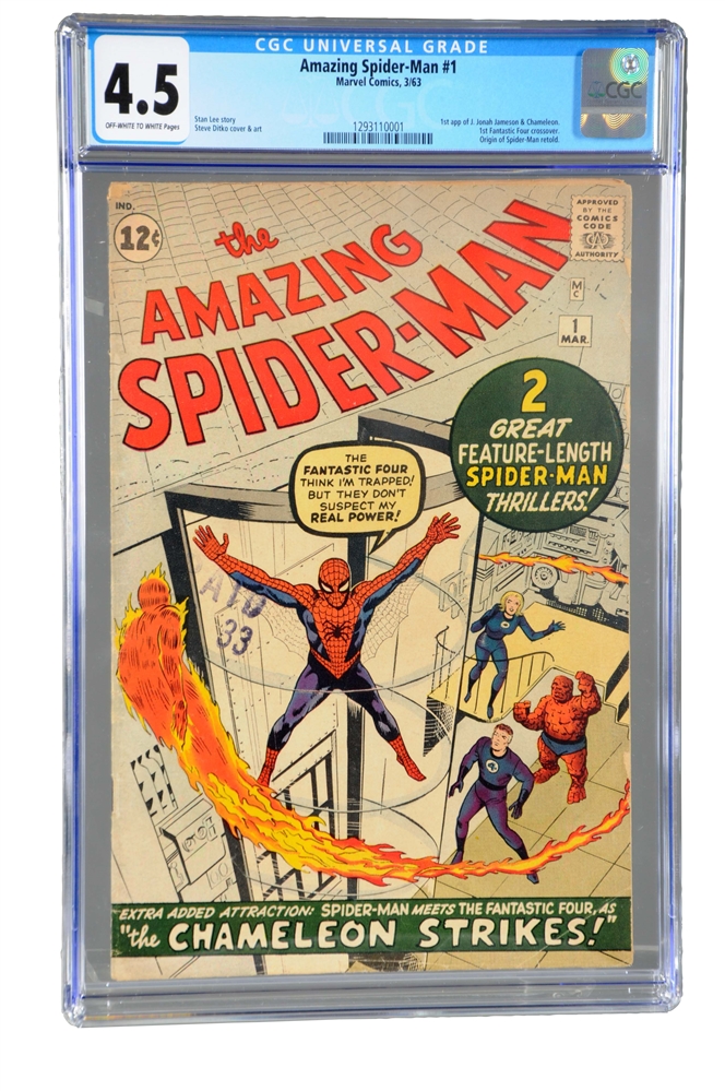 AMAZING SPIDER-MAN #1 1963 MARVEL COMIC BOOK CGC UNIVERSAL GRADE 4.5