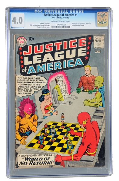 JUSTICE LEAGUE OF AMERICA #1 1960 D.C COMIC BOOK CGC UNIVERSAL GRADE 4.0