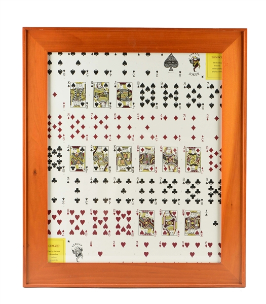 UN-CUT SHEET OF PLAYING CARDS IN FRAME