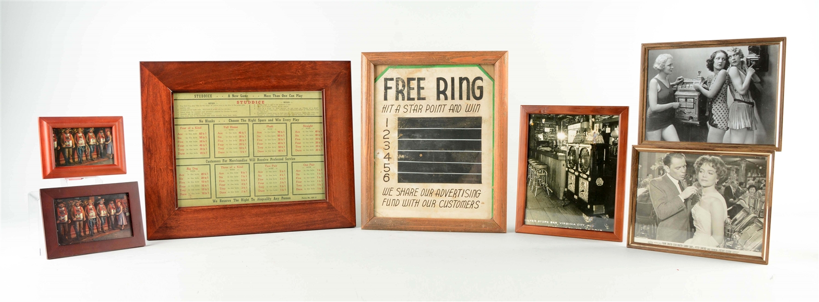 LOT OF 7: FRAMED GAMBLING EPHEMERA