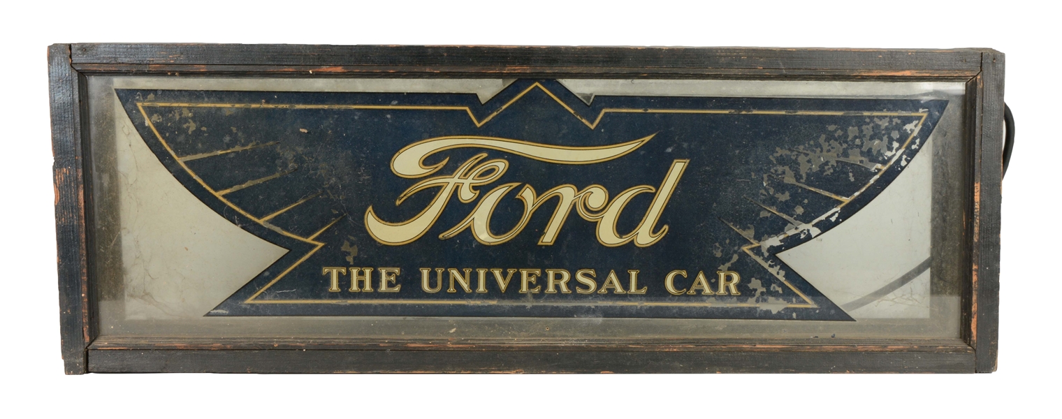 UNUSAL FORD "UNIVERSAL CAR" LOGO DOUBLE SIDED LIGHTED DISPLAY SIGN.