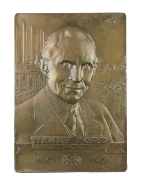 HENRY FORD 1863-1947 METAL PLAQUE.