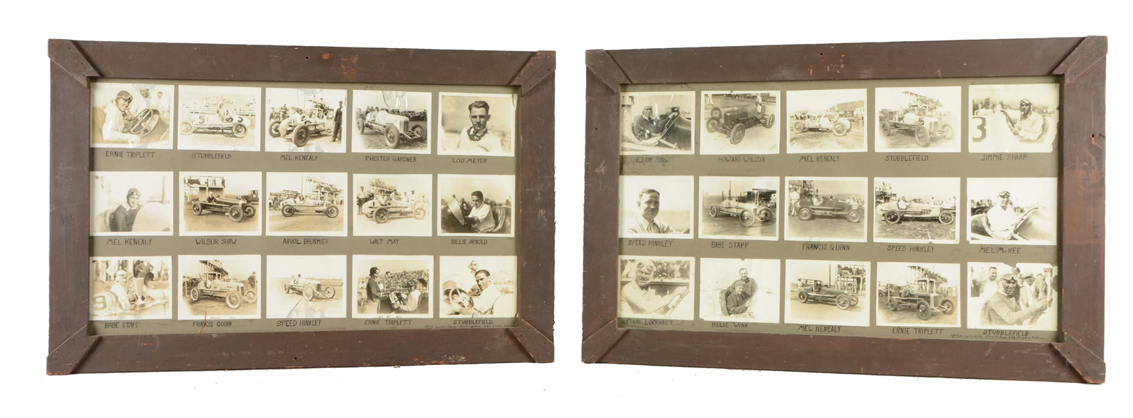 LOT OF 2: FRAMES OF RACE CARS & DRIVERS BY TED WILSON OF SAN JOSE, CALIFORNIA.