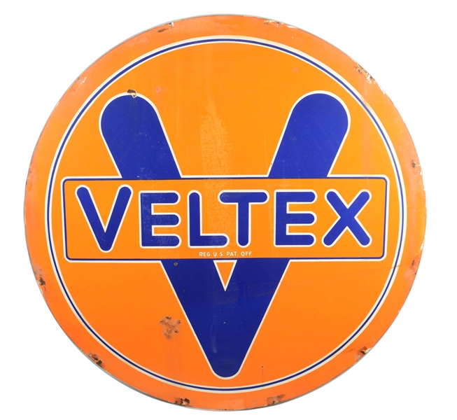 VELTEX IDENTIFICATION PORCELAIN SIGN.