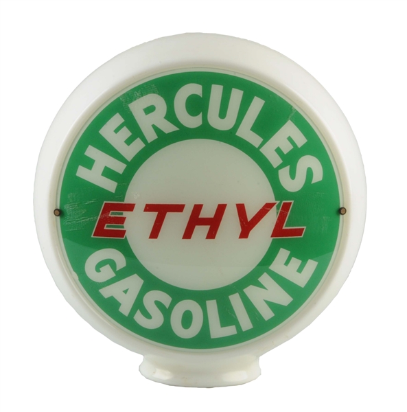 HERCULES ETHYL GASOLINE 13-1/2" GLOBE LENSES.