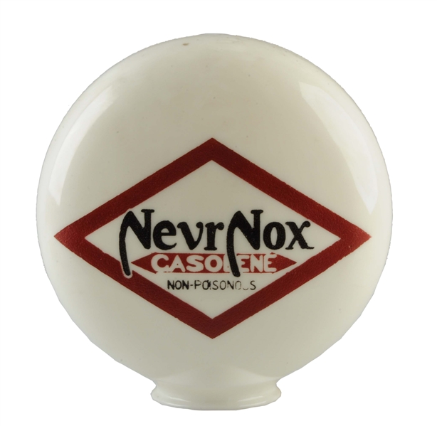 NEVR-NOX GASOLENE OPE MILKGLASS GLOBE.