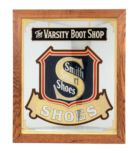 THE VARSITY BOOT SHOP REVERSE ON GLASS ADVERTISING SIGN. 