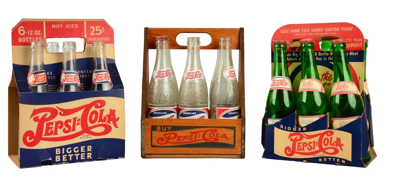 LOT OF 3: PEPSI 6-PACK BOTTLE CARRIERS.