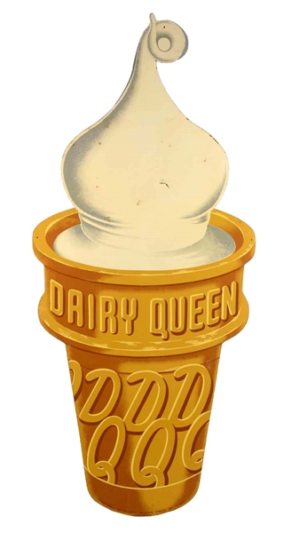 LARGE DAIRY QUEEN ICE CREAM DIECUT TIN SIGN. 