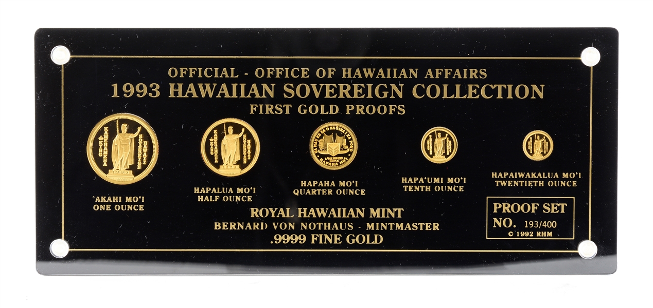 1993 HAWAIIAN SOVEREIGN GOLD COIN SET.