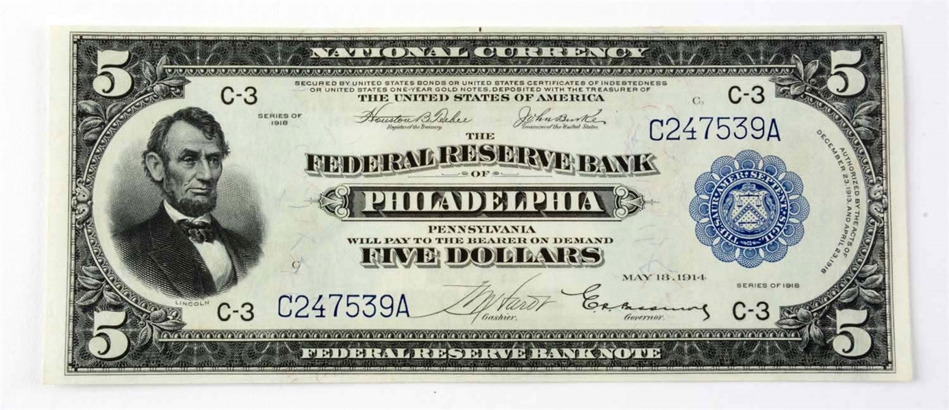 1918 5$ NOTE 