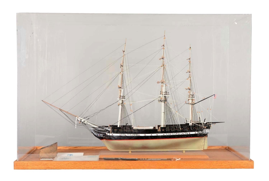 3/32 SCALE U.S.S. CONSTITUTION MODEL SHIP WITH ORIGINAL SHIP PIECE. 