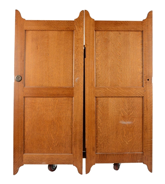 PAIR OF QUARTER SAWN OAK DOORS. 