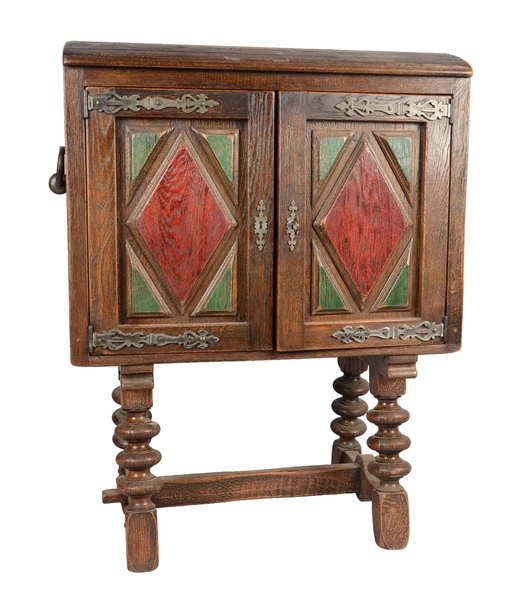 ANTIQUE MISSION BAR CABINET. 