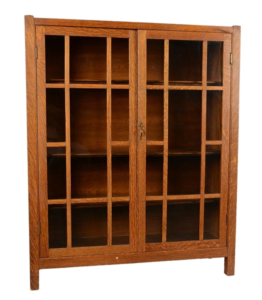 QUARTER SAWN OAK MISSION BOOKCASE. 