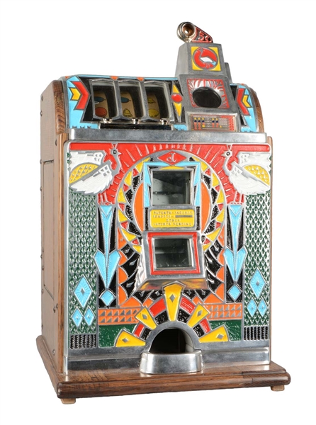 **5¢ JENNINGS VICTORIA PEACOCK SLOT MACHINE. 