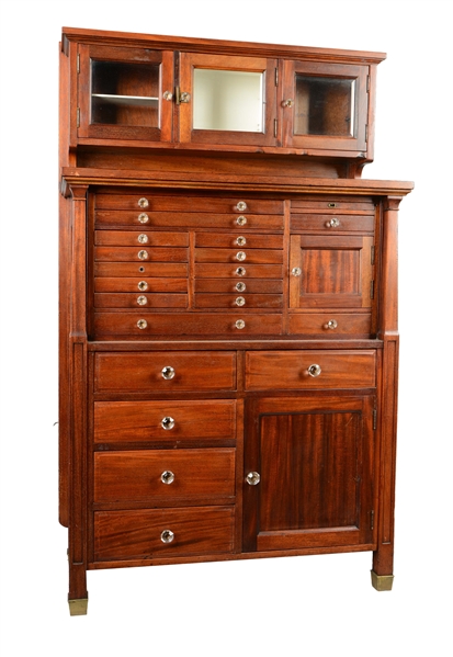 ANTIQUE MAHOGANY DENTAL CABINET. 