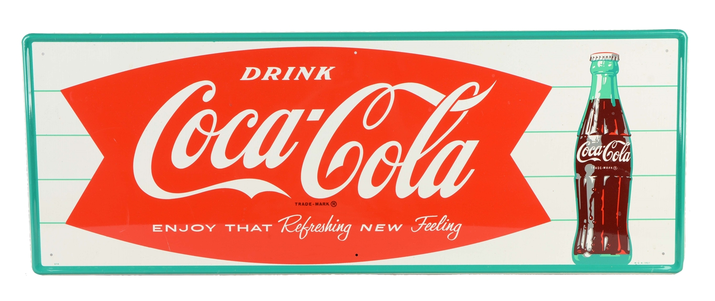 SMALL COCA-COLA TIN SIGN.