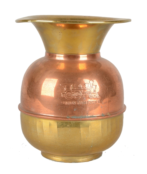 COPPER AND BRASS UNION PACIFIC RAILROAD SPITTOON. 