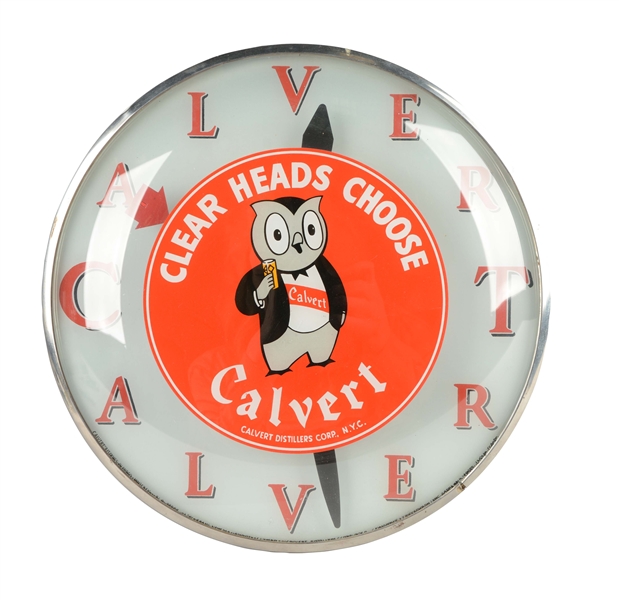 "CLEAR HEADS CHOOSE CALVERT" ADVERTISING CLOCK. 