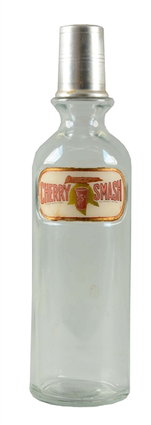 EARLY CHERRY SMASH GLASS SYRUP BOTTLE.