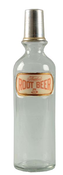 FOWLERS ROOT BEER GLASS SYRUP BOTTLE. 