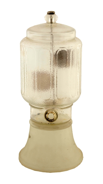 CLEAR GLASS SYRUP OR BEVERAGE DISPENSER. 