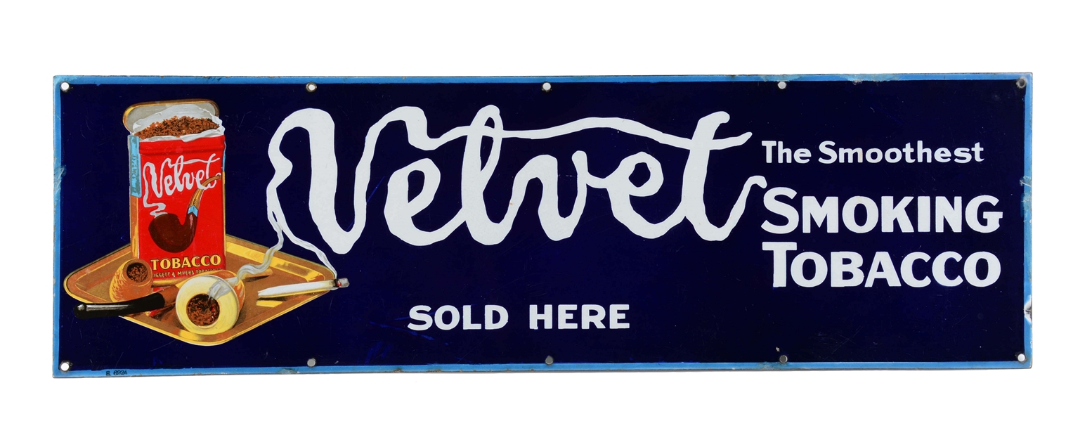 PORCELAIN VELVET TOBACCO ADVERTISING SIGN. 