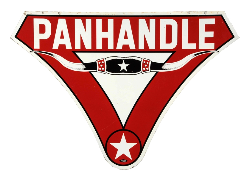 PANHANDLE W/ LONGHORN GRAPHICS PORCELAIN SIGN. 