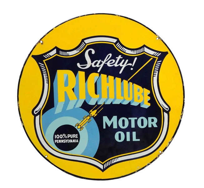 RICHLUBE MOTOR OIL PORCELAIN SIGN. 