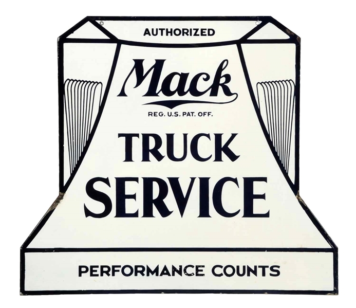 AUTHORIZED MACK TRUCK SERVICE PORCELAIN SIGN.