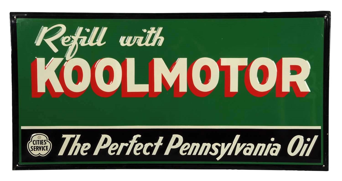 CITIES SERVICE REFILL WITH KOOLMOTOR TIN SIGN. 