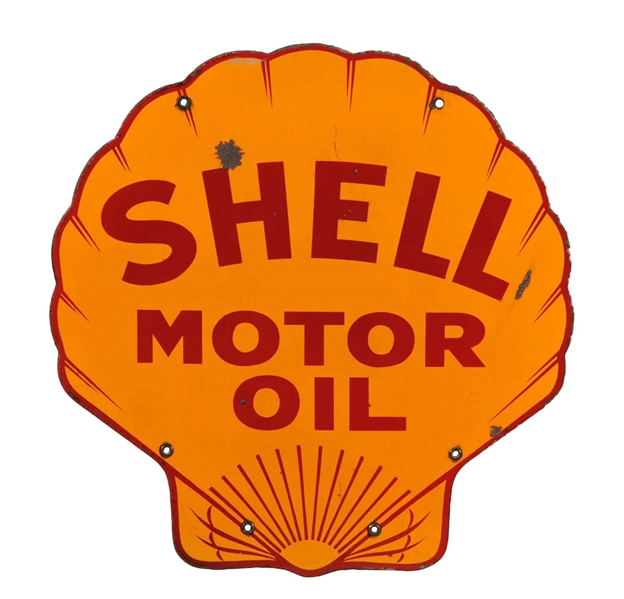 SHELL MOTOR OIL PORCELAIN SIGN. 