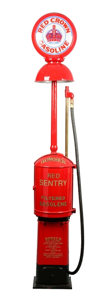 BOWSER "RED SENTRY" CURB PUMP W/ LIGHT TOWER - RESTORED. 