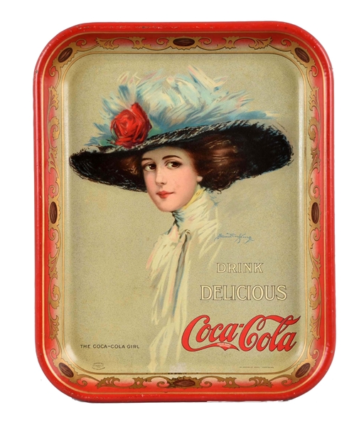 1910 DRINK DELICIOUS COCA - COLA TIN TRAY. 