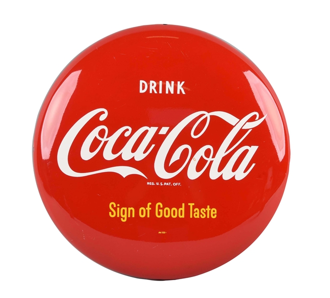 1950S DRINK COCA - COLA BUTTON SIGN. 