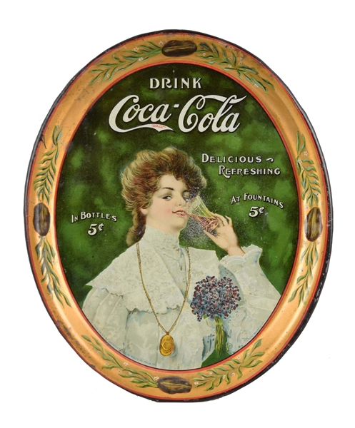 1906 COCA - COLA JUANITA TIN SERVING TRAY. 
