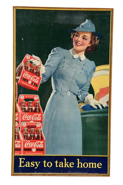 1941 COCA - COLA SHOPPING GIRL CARDBOARD SIGN. 