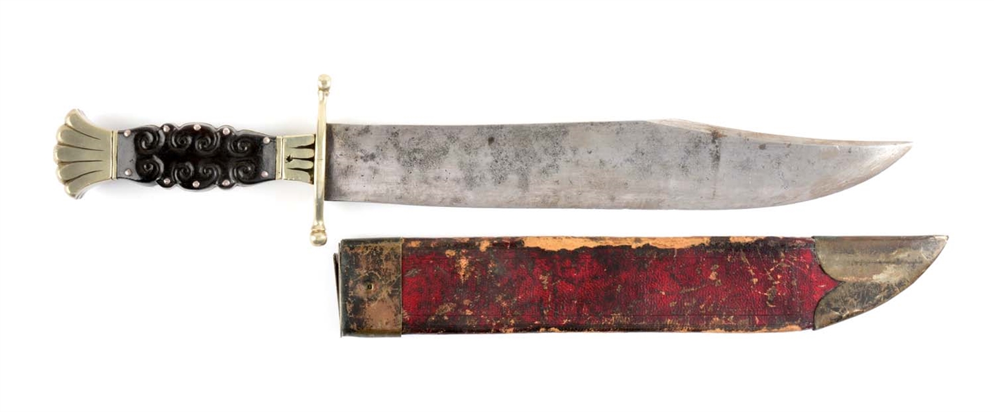 LARGE CLIP POINT BOWIE KNIFE BY J. ENGLISH, PHILADELPHIA. 