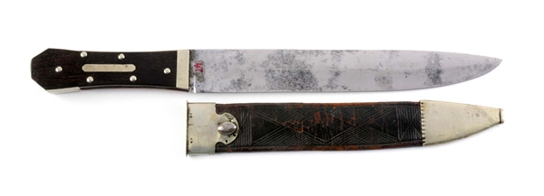GUARDLESS COFFIN HANDLE BOWIE KNIFE BY ROSE, NEW YORK. 