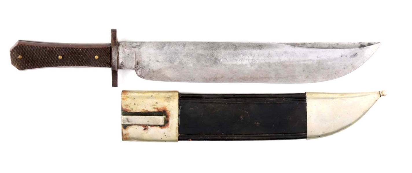 MASSIVE COFFIN HANDLE BOWIE KNIFE BY DUFILHO, NEW ORLEANS. 