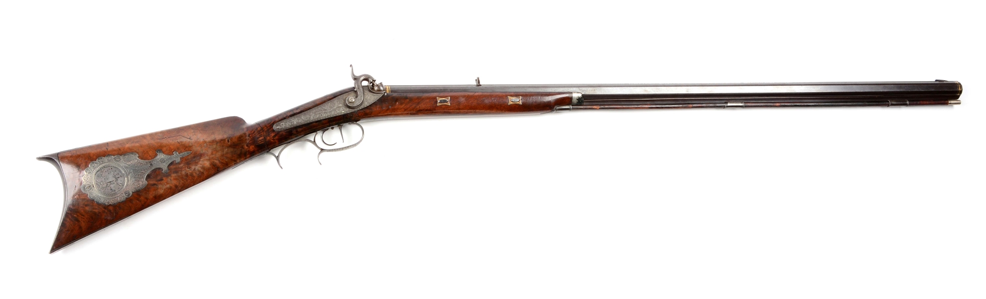 (A) FINE & EXTRAORDINARY SILVER & GOLD MOUNTED PERCUSSION RIFLE BY FITZPATRICK.